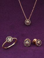 Серьги из золота 585 пробы c бриллиантами и лазуритом