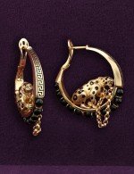 Серьги из лимонного золота 585 пробы c эмалью и ониксом